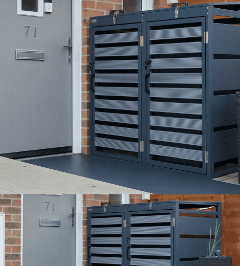 Wheelie Bin Storage - Premium Double Galvanized Steel Wheelie Bin Cover in Grey