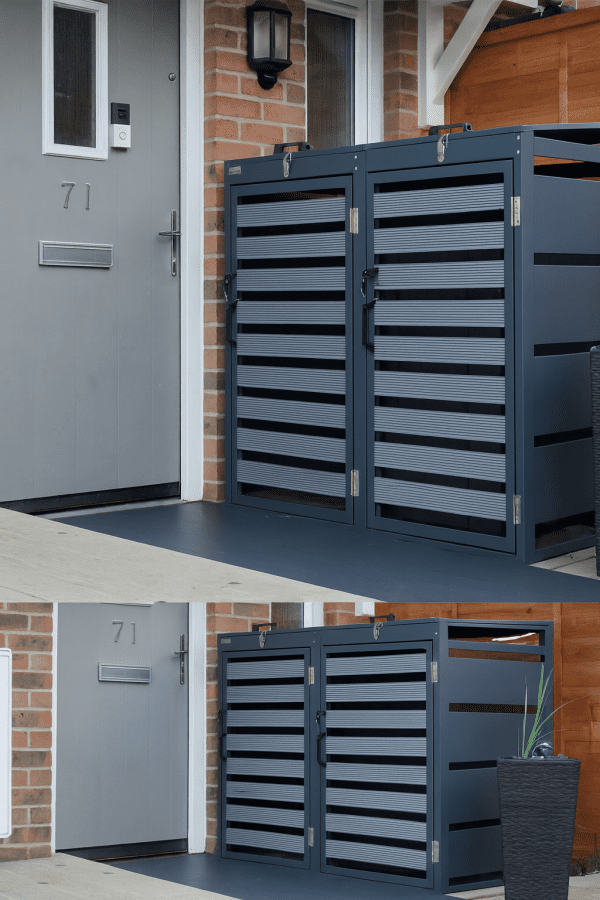 Wheelie Bin Storage - Premium Double Galvanized Steel Wheelie Bin Cover in Grey