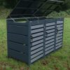 Wheelie Bin Cover Anthracite Grey Galvanized Metal Storage-Triple - Image 4