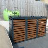Wheelie Bin Cover Galvanized Metal Garden Storage Grey-Triple - Image 2