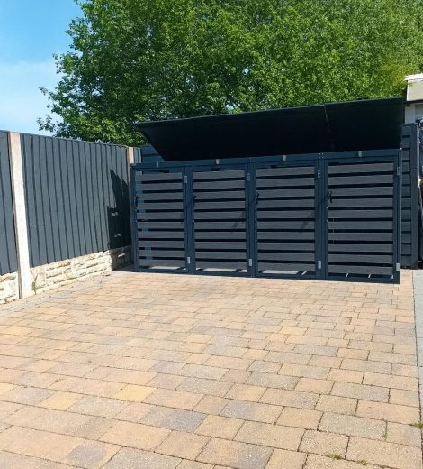 Wheelie Bin Cover 4 Door Galvanized Storage