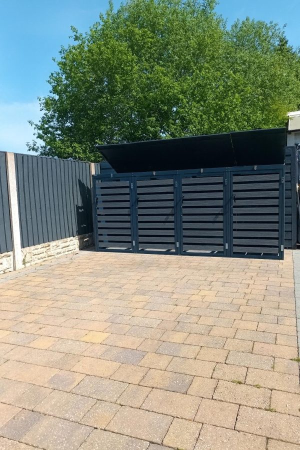 Wheelie Bin Cover 4 Door Galvanized Storage